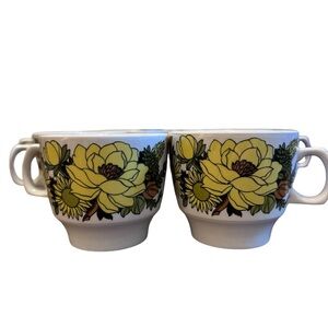 Vintage Mayflower Pattern Floral Cups by Grindley England 1960s - Set of 8
